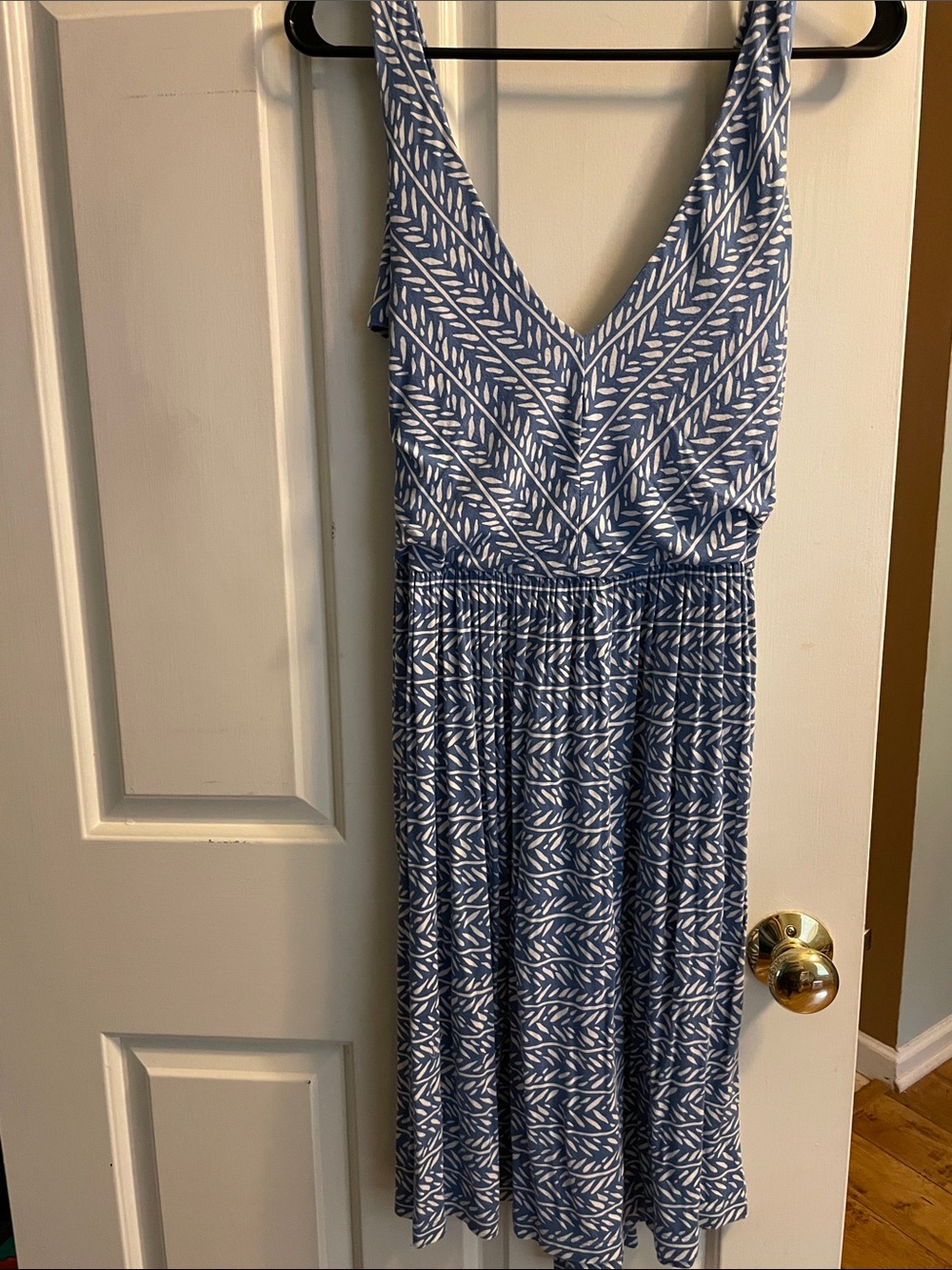 Loft blue & white patterned dress